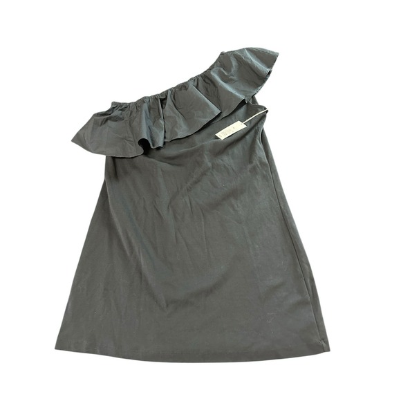 A New Day Women's 2XL Black Ruffle One Shoulder‎ A-Line Dress NWT Cotton - Picture 1 of 5